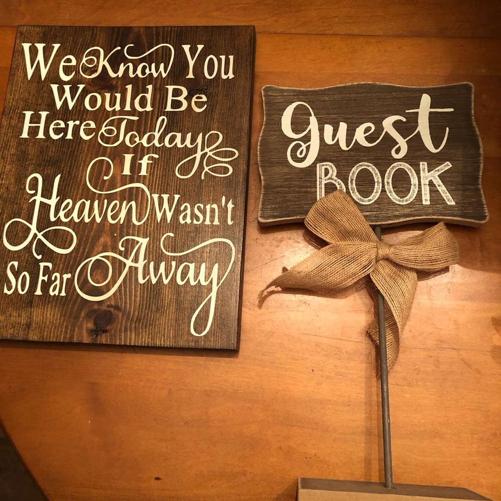 Charming Wooden and White Decorative Wedding Signs with Sentimental Messages